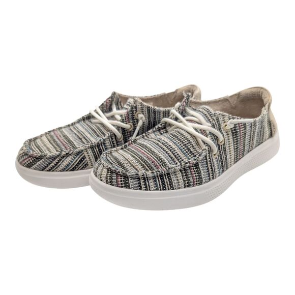Bobs Skechers Skipper Textile Canvas Casual Comfort Boat Shoes Womens 7 Sneakers - Picture 2 of 11